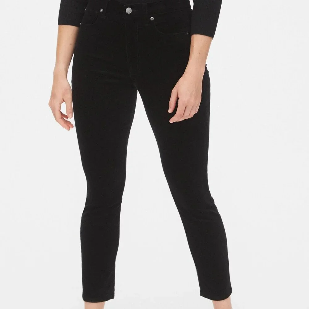 EUC Gap Curvy True Skinny Super High Rise Velvet Pants in Black Indigo Sz 30R - Picture 3 of 5